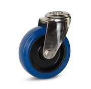 MESO Rueda giratoria de goma elástico azul, Inoxidable 125 mm - 120 kg