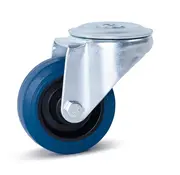 MESO Rueda giratoria de goma elástica azul con agujero central - 80mm - 100kg