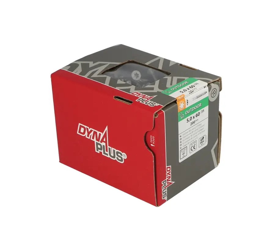 Dynaplus - Tornillos Uni - Torx 25 cabeza plana - 5 x 60mm - AR-Coated - Part thread (200 piezas)