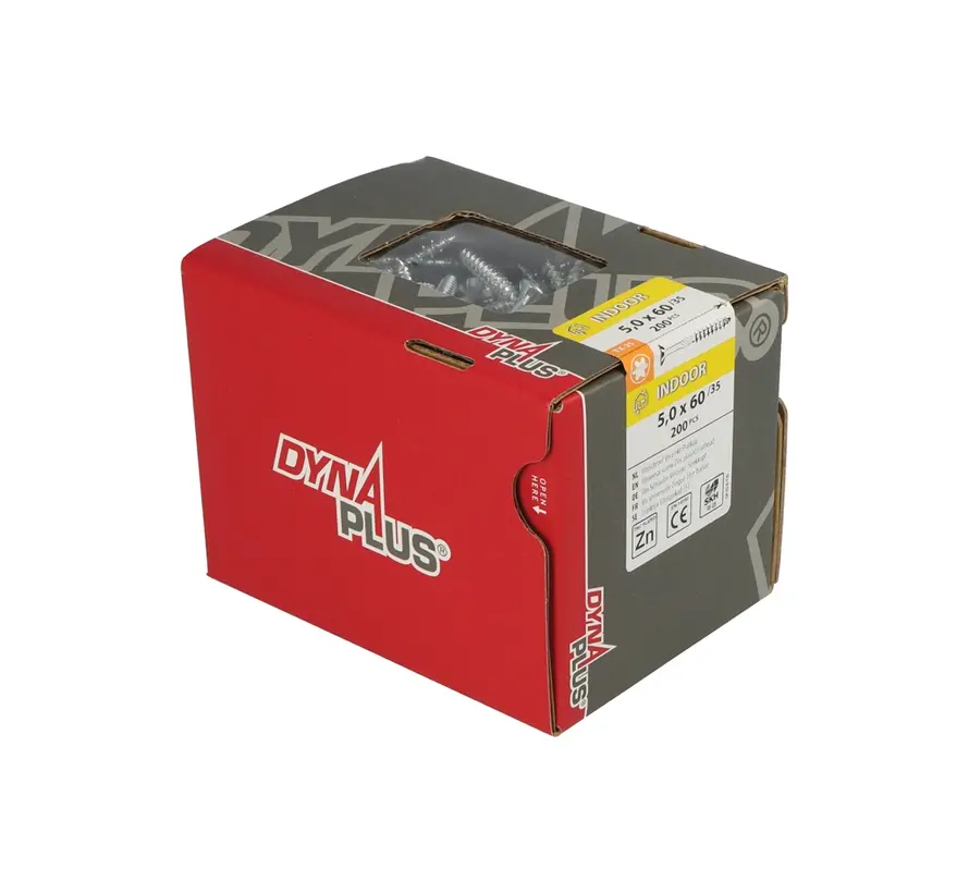 Dynaplus - Tornillos Uni - Torx 25 cabeza plana - 5 x 60mm - Zincado - Rosca parcial (200 piezas)