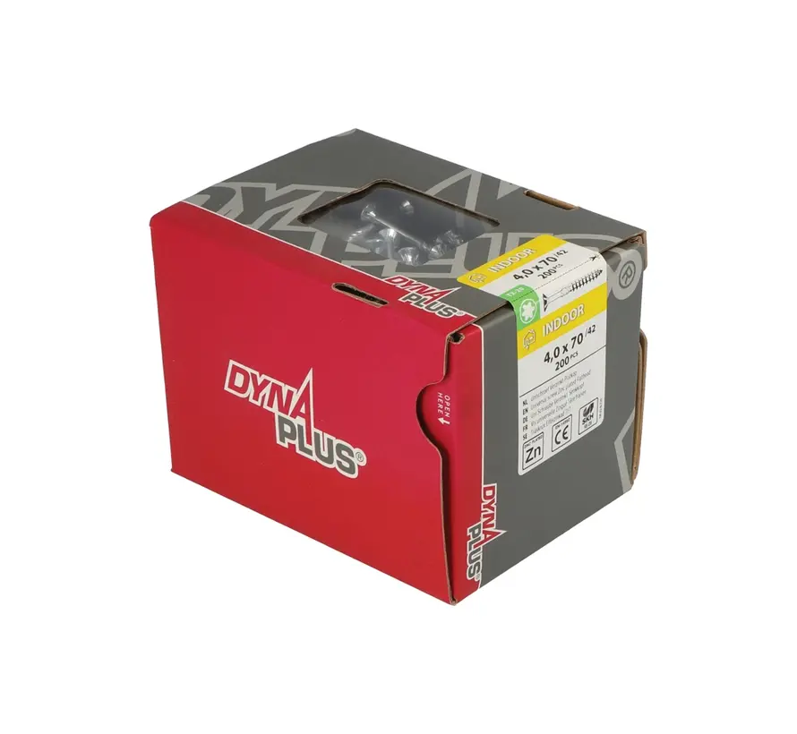 Dynaplus - Tornillos Uni - Torx 20 cabeza plana - 4 x 70mm - Zincados - Rosca parcial (200 piezas)