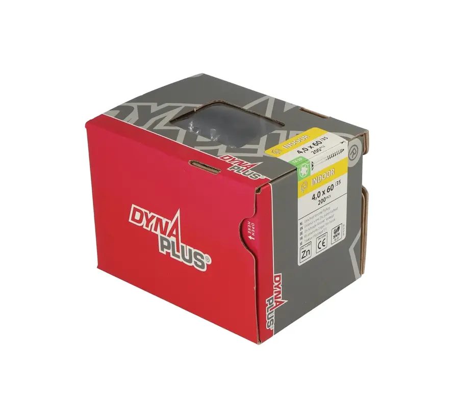 Dynaplus - Tornillos Uni - Torx 20 cabeza plana - 4 x 60mm - Zincado - Rosca parcial (200 piezas)