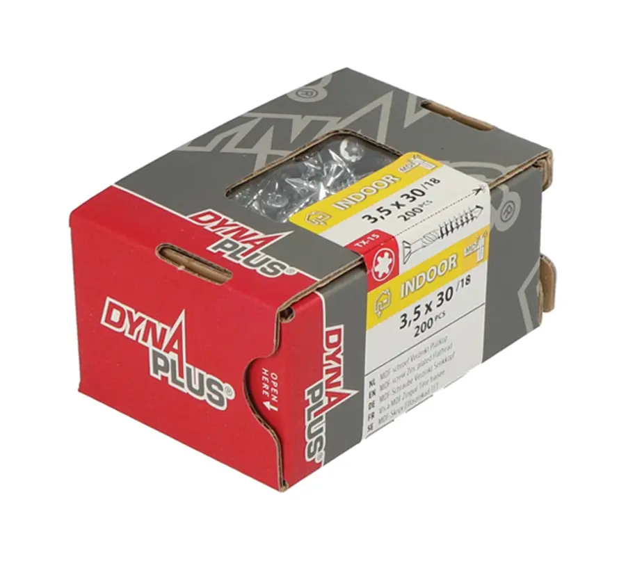 Dynaplus - Tornillo MDF - VZ PK-75° - TX-15 - 3.5X30/18 (200 piezas)