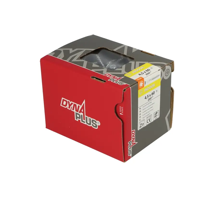 Dynaplus - Tornillos Uni - Torx 25 cabeza plana - 4,5 x 60mm - Zincado - Rosca parcial (200 piezas)