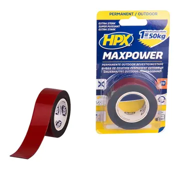 HPX Cinta de fijación para exteriores Max Power - Negra - 25 mm x 1,5 m