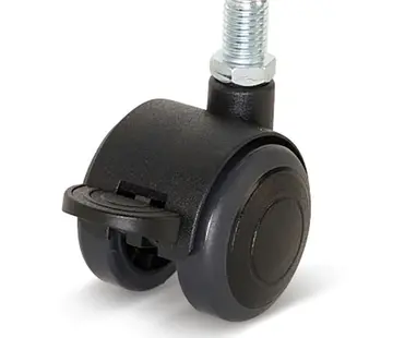 Rueda para muebles Premium, con tapón, 40mm, frenada PU con pasador roscado 8x15mm