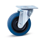 Rueda giratoria de goma elástica azul con placa superior - 125mm - 120kg