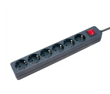 Enchufe 6x - 1,5m negro