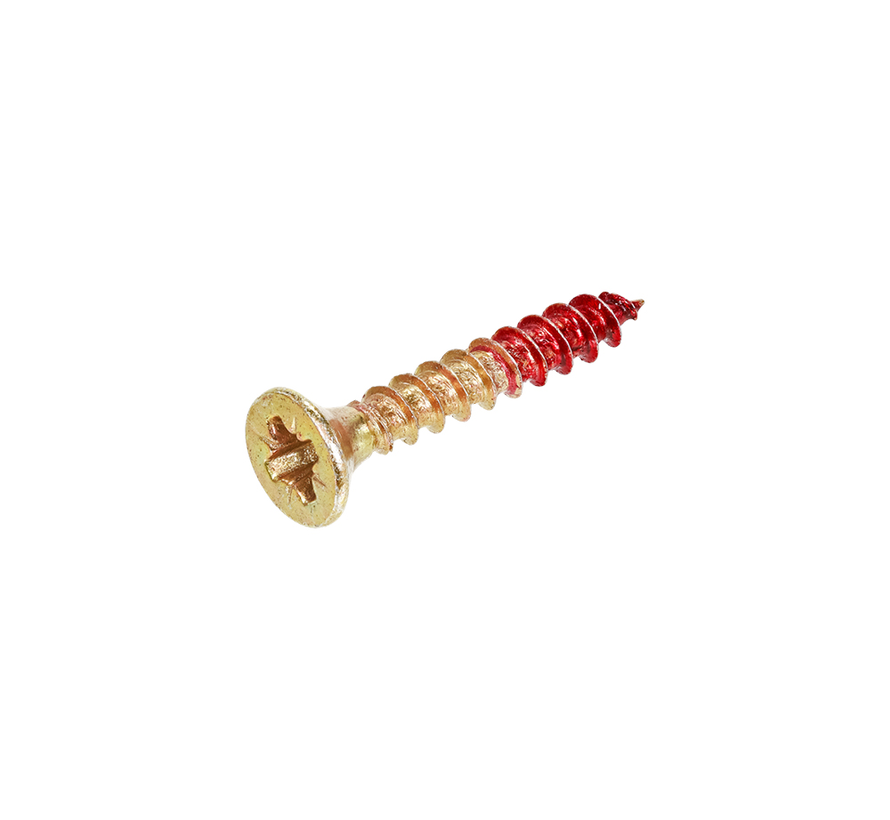 Rotadrill - Tornillos Uni - Pozidrive 2 - 2,5 x 12mm - Rosca maciza - Galvanizado amarillo (200 piezas)