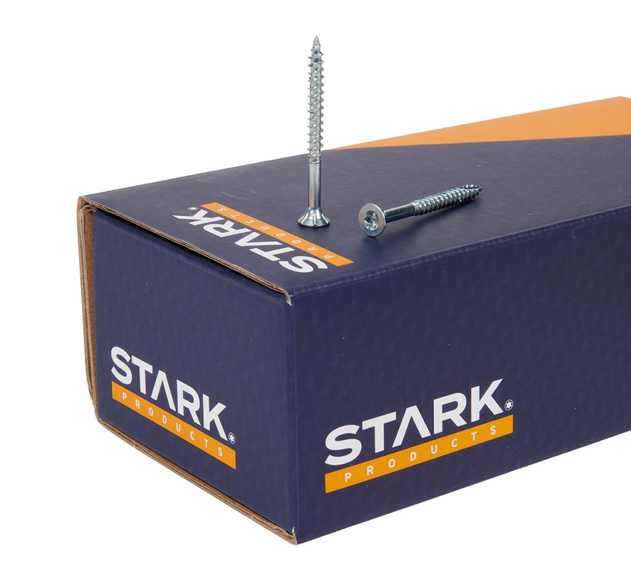 Stark - Tornillos Torx 20 para aglomerado + punta cortante - 4 x 30mm - Zincado - Rosca dorada (6400 piezas)