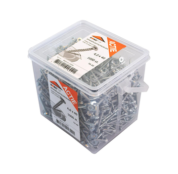 Tornillos para aglomerado - Torx 20 cabeza plana - 4 x 40mm - Rosca avellanada - Zincados - Cubo (1000 piezas)