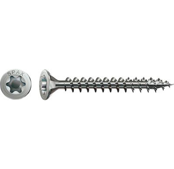 Spax - Tornillos para aglomerado - Torx 20 cabeza plana - 4,5 x 60mm - Rosca maciza - acero inoxidable (100 piezas)