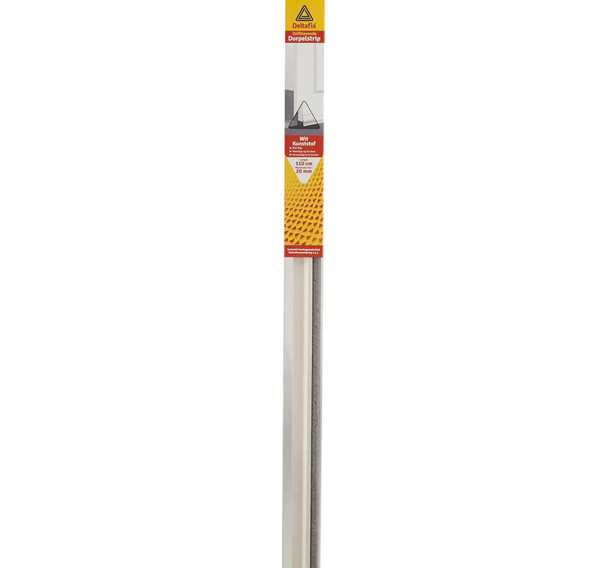 Deltafix - Listón de umbral/Tablón de puerta - Autoadhesivo - Con cepillo - 40 x 20mm - 110cm - Blanco