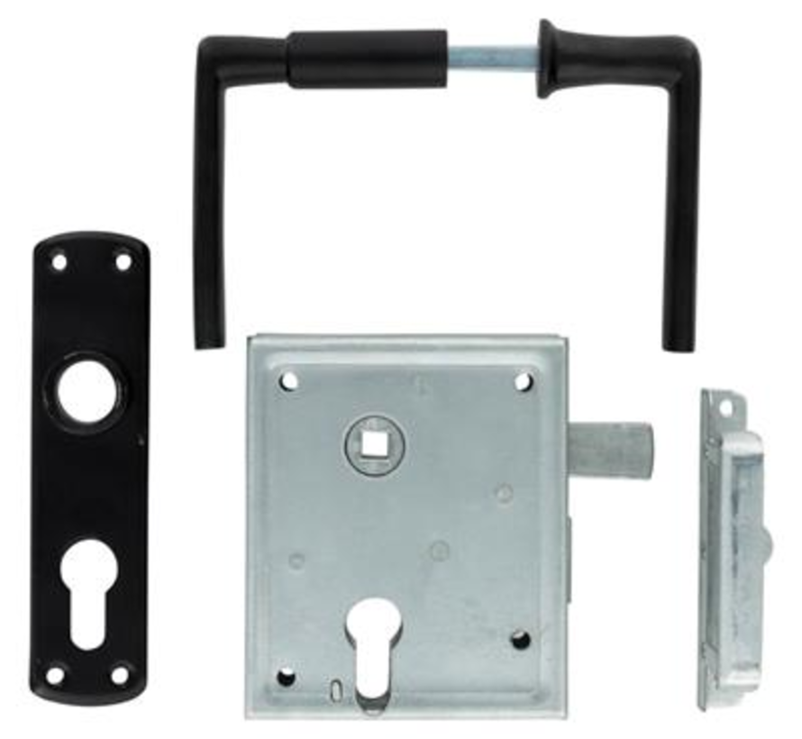 Cerradura de puerta - Con herrajes - Hierro fundido - Negro ( 1 pieza)