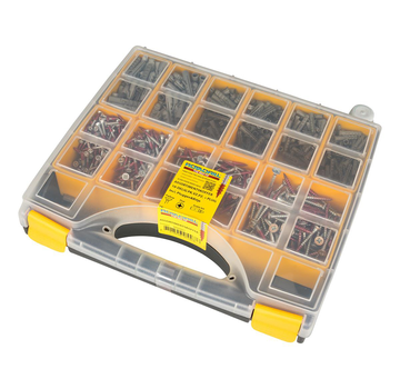 Rotadrill Rotadrill - Estuche surtido XL - Pozidrive con tacos cabeza plana - Rosca dorada - Galvanizado (12)