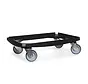 MESO - Carrito de transporte - Plataforma de rodillos ABS - Negro - Superficie de carga 600 x 400mm - 4 ruedas giratorias TPR - 100mm - 250kg