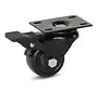 Rueda giratoria de nylon negro con freno y placa superior - 50mm - 150kg