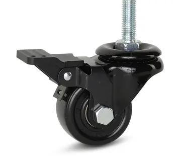 MESO Rueda giratoria de nylon negro con freno y rosca - 50mm - 150kg