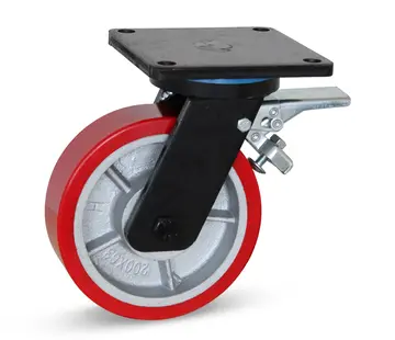 MESO Rueda giratoria PU extrafuerte con freno y placa superior - 150mm - 1000kg