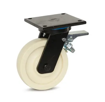 MESO Rueda giratoria de nylon extra resistente frenada con placa superior - 200mm - 1.300kg