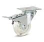 Transparente Rueda giratoria para muebles frenada con placa superior - 50mm - 50kg