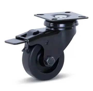 MESO Rueda giratoria para muebles negra con freno con placa superior - 50mm - 40kg