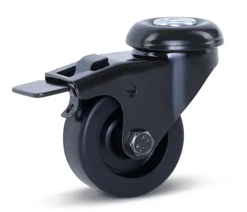 MESO Rueda giratoria para muebles negra con freno y agujero central - 50mm - 40kg
