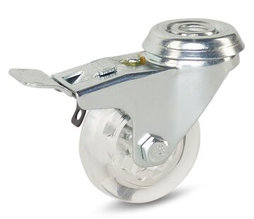 MESO Transparente Rueda giratoria para muebles con freno y agujero central - 50mm - 50kg