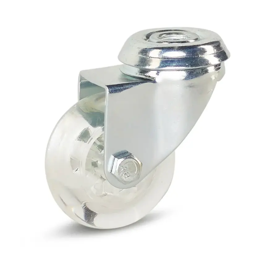 Ruedas transparentes para muebles con agujero central - 50mm - 50kg