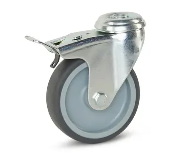 MESO Rueda giratoria para muebles frenada 100mm - Agujero central - 90kg