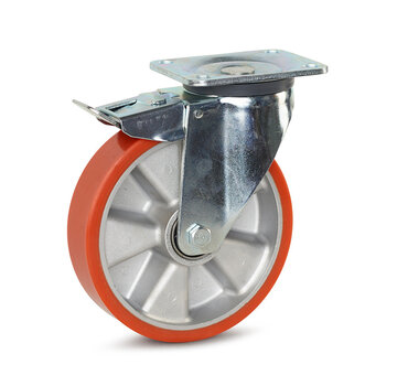MESO Ruedas giratorias de alta resistencia PU con freno y placa superior - 200mm - 800kg