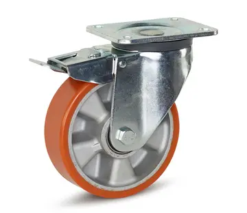 MESO Ruedas giratorias de alta resistencia PU con freno y placa superior - 160mm - 700kg