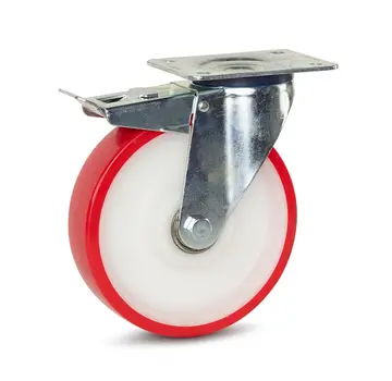 MESO Rueda giratoria PU frenada con placa superior - 200mm - 400kg