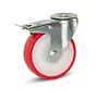 Rueda giratoria PU con freno y agujero central - 125mm - 230kg