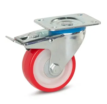 MESO Rueda giratoria PU frenada con placa superior - 100mm - 180kg