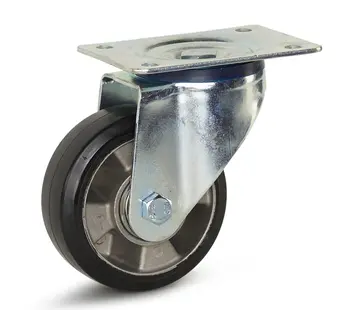MESO Rueda giratoria de goma elástica negra con placa superior - 125mm - 300kg