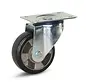 Rueda giratoria de goma elástica negra con placa superior - 125mm - 300kg