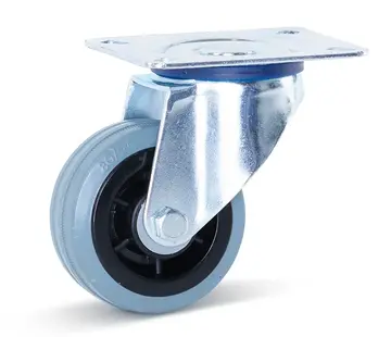 MESO Rueda giratoria de goma gris con placa superior - 80mm - 60kg - No deja marcas