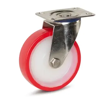 MESO Rueda giratoria de acero inoxidable PU con placa superior - 125mm - 220kg