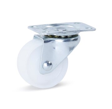 MESO Rueda giratoria pequeña de PP blanco con placa superior - 45mm - 35kg