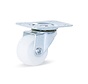 Pequeña rueda giratoria blanca de PP con placa superior - 30mm - 20kg