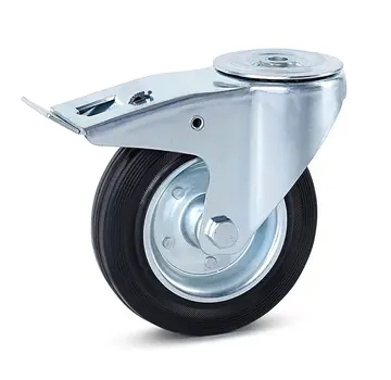 MESO Rueda giratoria de caucho inodoro con freno y agujero central - 160mm - 140kg