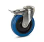 Rueda giratoria de goma elástico azul con freno, Inoxidable 125 mm - 120 kg