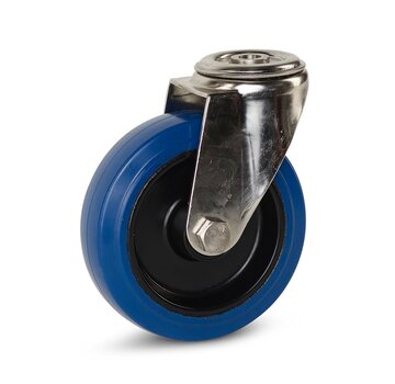 MESO Rueda giratoria de goma elástico azul, Inoxidable 125 mm - 120 kg