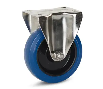 MESO Rueda fija de goma elástico azul, Inoxidable 125 mm - 120 kg
