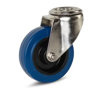 MESO Rueda giratoria de goma elástica de acero inoxidable con agujero central - 100mm - 100kg