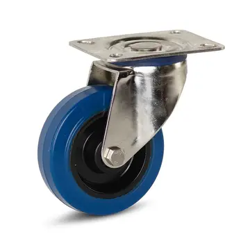 MESO Rueda giratoria de goma elástica de acero inoxidable con placa superior - 100mm - 100kg