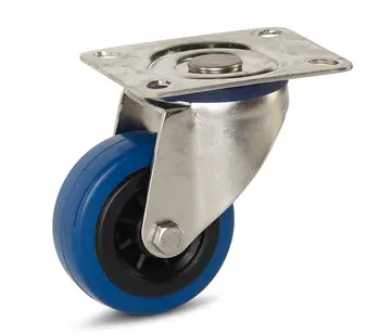 MESO Rueda giratoria de goma elástica de acero inoxidable con placa superior - 80mm - 80kg