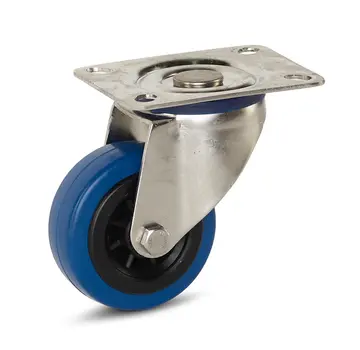 MESO Rueda giratoria de goma elástica de acero inoxidable con placa superior - 80mm - 80kg