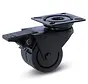 Rueda giratoria doble negra frenada con placa superior - 50mm - 90kg